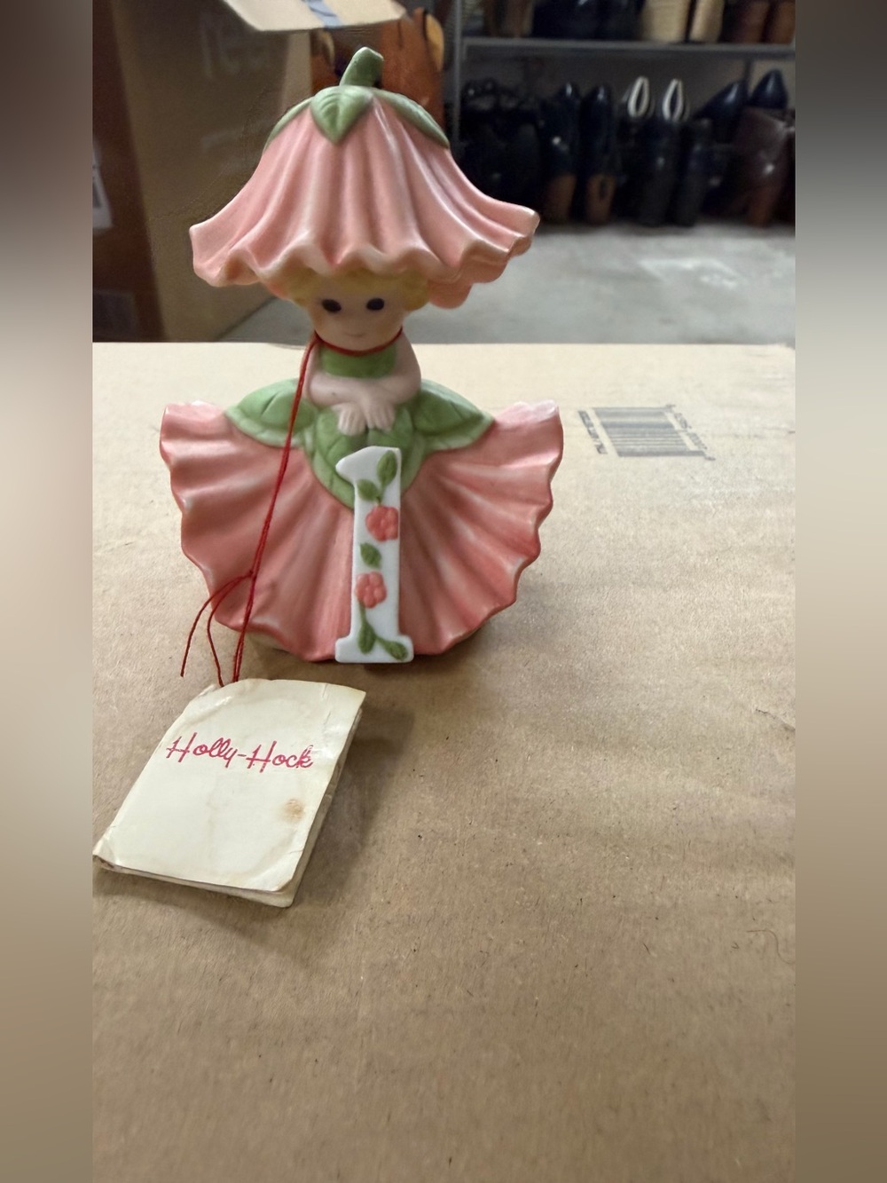 Holly-Hock Vintage Figurine Pink Flower Girl
